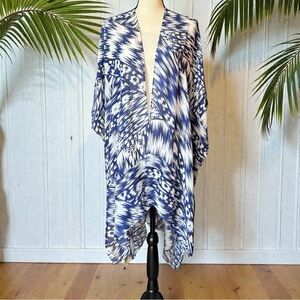 Michael Stars Blue & White Ikat Kimono / Wrap / Scarf – 100% Viscose